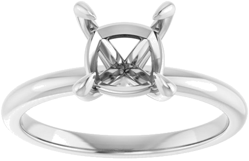 14K White  7x7 mm Cushion Solitaire Engagement Ring Mounting (3)