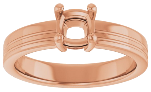 14K Rose 5 mm Cushion Solitaire Engagement Ring Mounting (3)