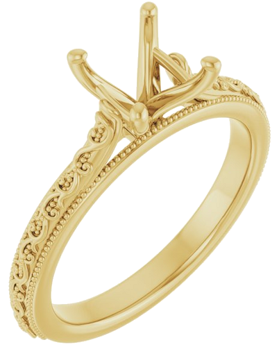 Sužadėtuvių Žiedas „Solitaire Sculptural“ 14k yellow gold Square 5.5mm (1)