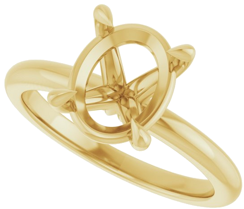 14K Yellow 10x8 mm Oval Solitaire Engagement Ring Mounting (5)