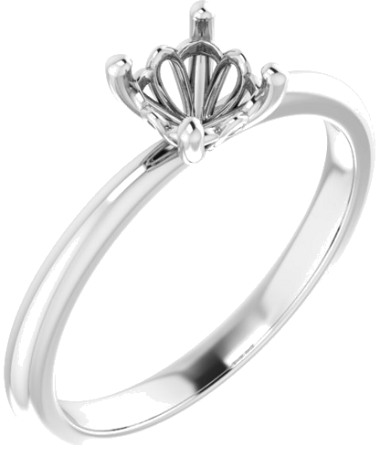 14K White 5 mm Cushion Solitaire Engagement Ring Mounting (1)