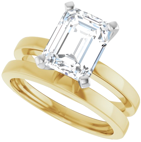 Sužadėtuvių Žiedas „Solitaire“ 585 Baltojo Ir Geltonojo Aukso Emerald 9mm x 7mm (10)