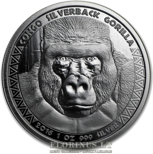 2016 Silverback Gorilla, Congo, 5000 francs, 1 oz silver coin (1)