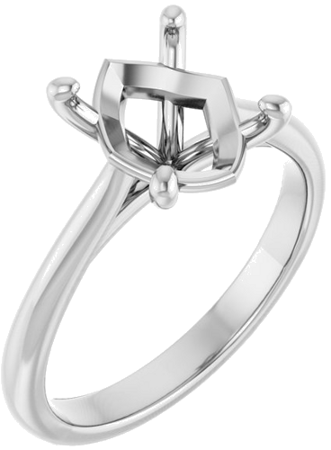 14K White 10x8 mm Oval Solitaire Engagement Ring Mounting (1)