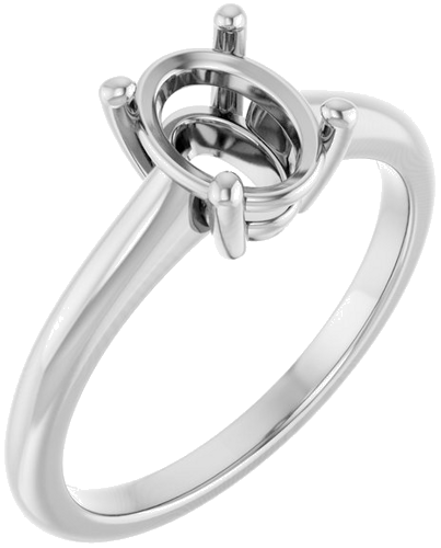 Sužadėtuvių Žiedas 585 Baltojo Aukso Oval 8mm x 6mm (1)