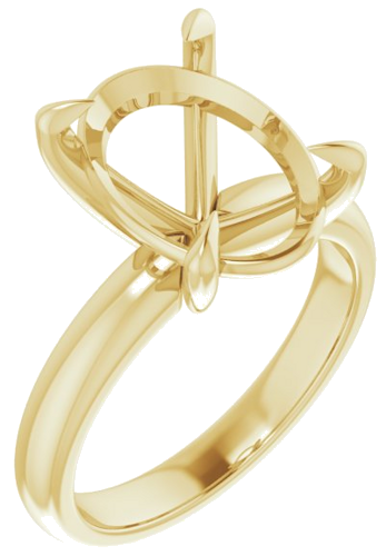 Sužadėtuvių Žiedas „Solitaire“ 585 Geltonojo Aukso Oval 14mm x 10mm (1)