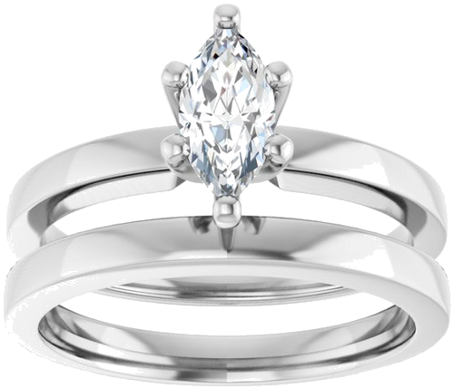 Sužadėtuvių Žiedas „Solitaire“ 585 Baltojo Aukso Marquise 8mm x 4mm (8)