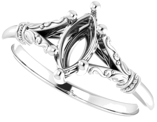 14K White 8x4 mm Marquise Solitaire Engagement Ring Mounting (5)