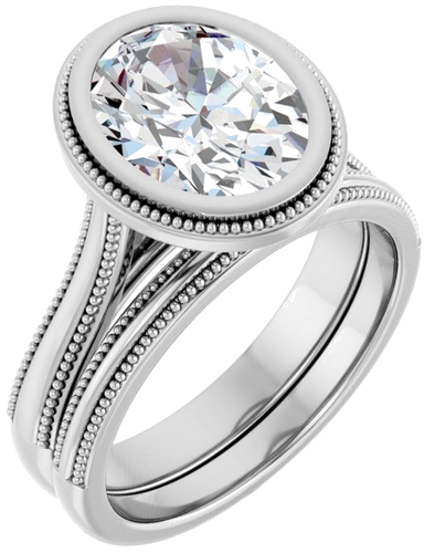 Sužadėtuvių Žiedas „Solitaire“ 585 Baltojo Aukso Oval 10mm x 8mm (6)