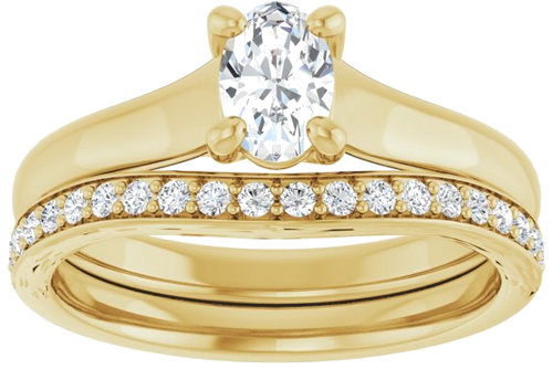 14K Yellow 6x4 mm Oval Solitaire Engagement Ring Mounting (8)