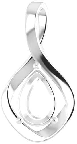 14K White  10x7 mm Pear Pendant Mounting (1)