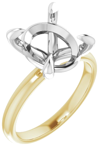 14K Yellow White 12 x 10 mm Oval Engagement Ring Mounting (1)