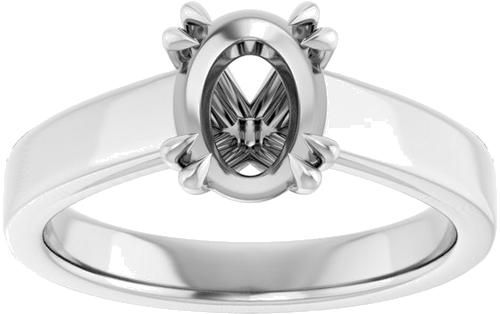 Sužadėtuvių Žiedas „Solitaire“ 585 Baltojo Aukso Oval 8mm x 6mm (3)