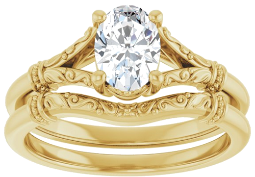 14K Yellow 7x5 mm Oval Solitaire Engagement Ring Mounting (8)