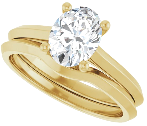 Sužadėtuvių Žiedas „Solitaire“ 585 Geltonojo Aukso Oval 8mm x 6mm (10)