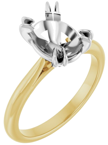 Sužadėtuvių Žiedas „Solitaire“ 585 Baltojo Ir Geltonojo Aukso Oval 10mm x 8mm (1)