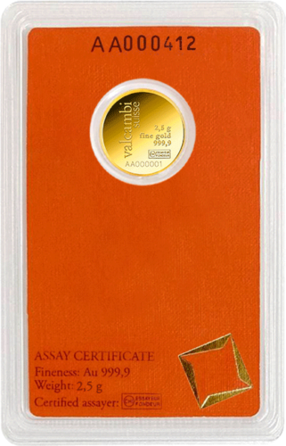 2,5 гр. Кръгло инвестиционно златно кюлче Valcambi (4)