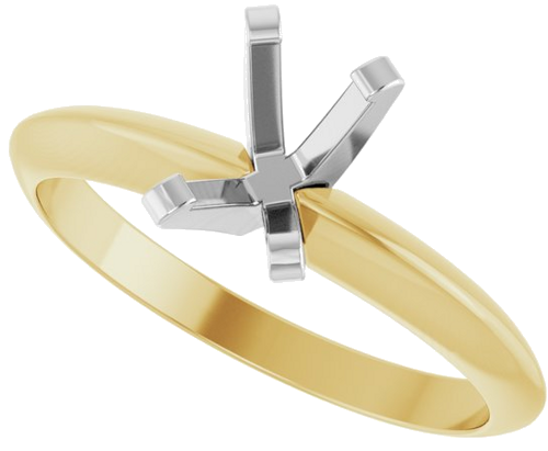 14K Yellow White 6.2x4.2 mm Emerald Solitaire Engagement Ring Mounting (5)