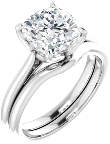 Sužadėtuvių Žiedas „Solitaire“ 585 Baltojo Aukso Cushion 8mm (6)