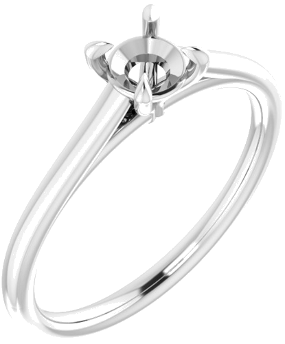 14K White  4.8 mm Round Solitaire Engagement Ring Mounting (1)