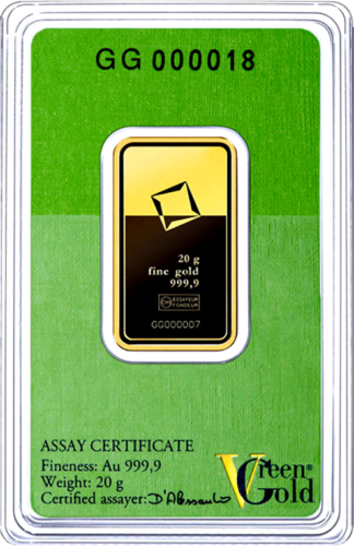 20 g Green Gold investīciju zelta stieņi Valcambi (3)