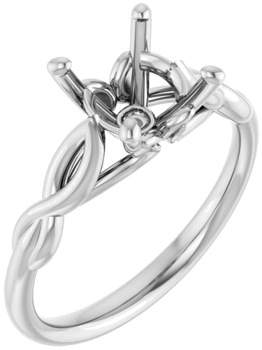 14K White  8 mm Round Solitaire Engagement Ring Mounting (1)