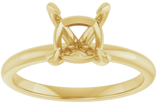 14K Yellow  7x7 mm Cushion Solitaire Engagement Ring Mounting (3)