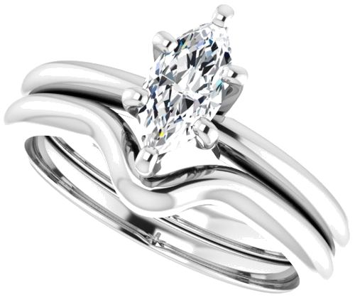 Sužadėtuvių Žiedas „Solitaire“ 585 Baltojo Aukso Marquise 8mm x 4mm (10)