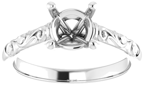14K White 7 mm Round Solitaire Engagement Ring Mounting (3)