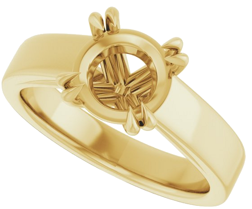 10K Yellow 8 mm Round Engagement Ring Mounting (5)