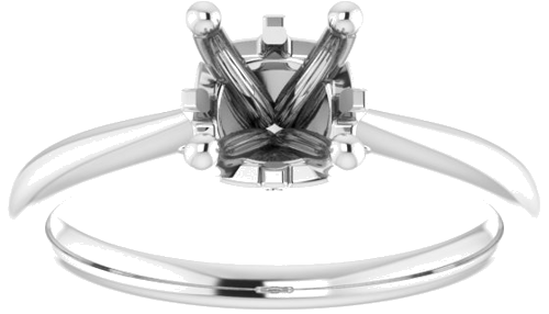14K White 6.5 mm Round Hidden Cross Solitaire Engagement Ring Mounting (3)