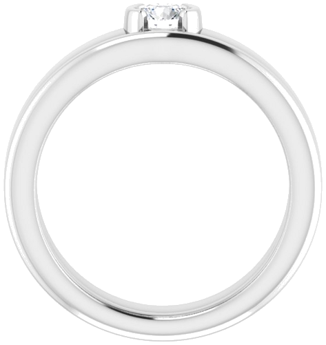14K White 4.1 mm Round Half Bezel Solitaire Engagement Ring Mounting (7)
