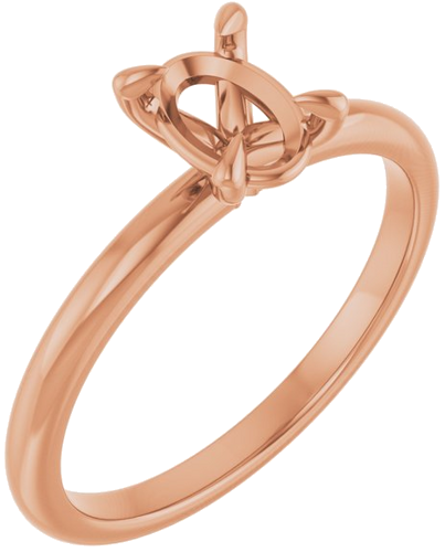 Sužadėtuvių Žiedas „Solitaire“ 585 Rožinis Aukso Oval 7mm x 5mm (1)