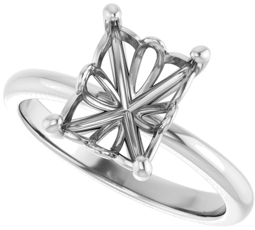 Sužadėtuvių Žiedas „Solitaire“ 585 Baltojo Aukso Emerald 9mm x 7mm (5)