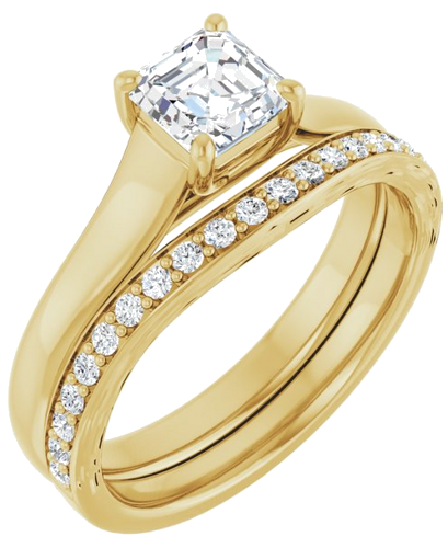 14K Yellow 5 mm Asscher Solitaire Engagement Ring Mounting (12)