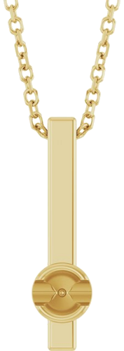 14K Yellow 3 mm Round Solitare Bar 16-18  Necklace Mounting (1)