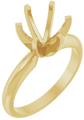 14K Yellow 7.8-8.6 mm Round 6-Prong Solitaire Ring Mounting (1)