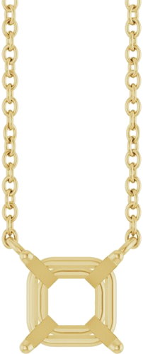 14K Yellow 5 mm Square Solitaire 18   Necklace Mounting (1)