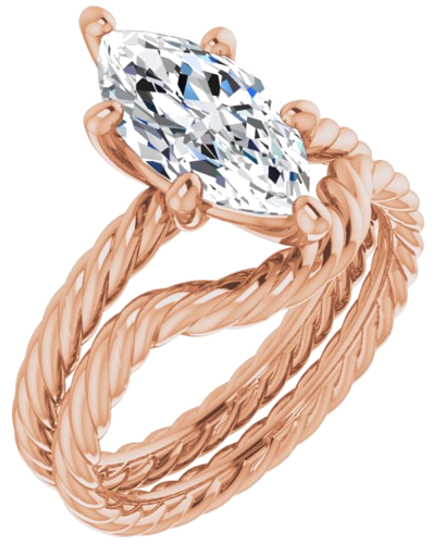 Sužadėtuvių Žiedas „Solitaire“ 585 Rožinis Aukso Marquise 12mm x 6mm (6)