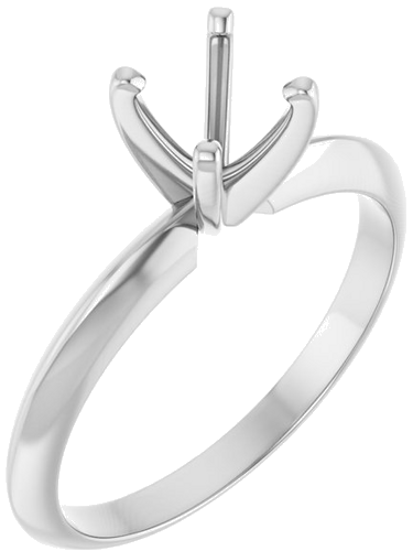 14K White 5.7-6 mm Round 4-Prong Light Solitaire Ring Mounting (1)
