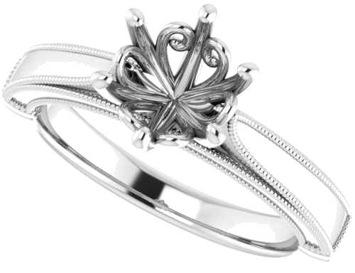 Platinum  7 mm Round Solitaire Engagement Ring Mounting (5)