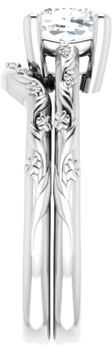 14K White 6 mm Cushion Solitaire Engagement Ring Mounting (9)