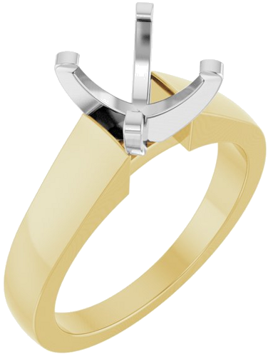 14K Yellow White 8 mm Round Solitaire Engagement Ring Mounting (1)
