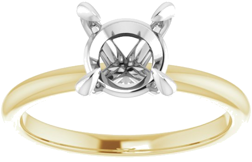 14K Yellow White 7.4 mm Round Engagement Ring Mounting (3)