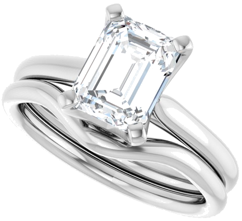 14K White 8x6 mm Emerald Solitaire Engagement Ring Mounting (10)