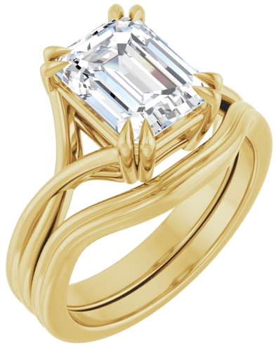 Sužadėtuvių Žiedas „Solitaire“ 585 Geltonojo Aukso Emerald 9mm x 7mm (6)