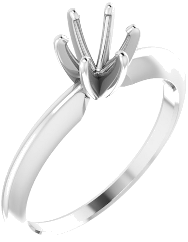 14K White 5.4-5.7 mm Round 6-Prong Comfort-Fit Solitaire Ring Mounting (1)