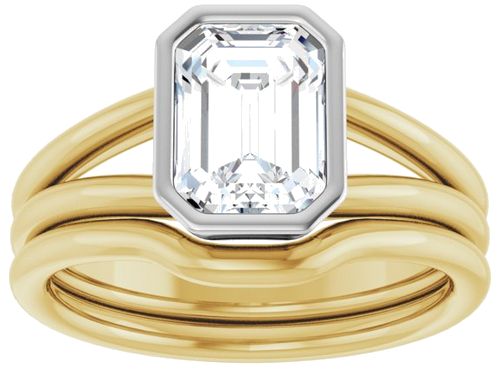 Sužadėtuvių Žiedas „Bezel-Set Solitaire“ 585 Baltojo Ir Geltonojo Aukso Emerald 8mm x 6mm (8)