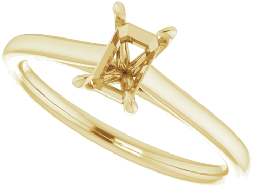 14K Yellow  6x4 mm Emerald Solitaire Engagement Ring Mounting (5)