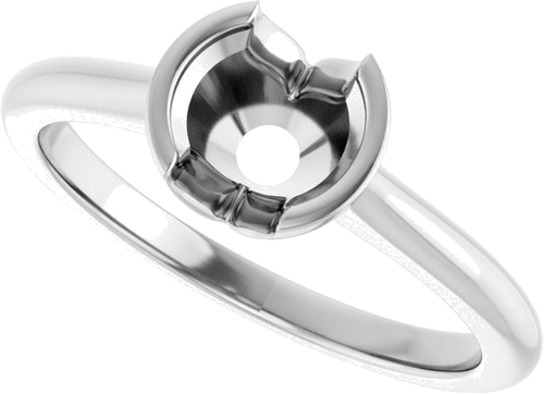 Sužadėtuvių Žiedas „Half Bezel Solitaire“ 585 Baltojo Aukso Round 6mm (5)